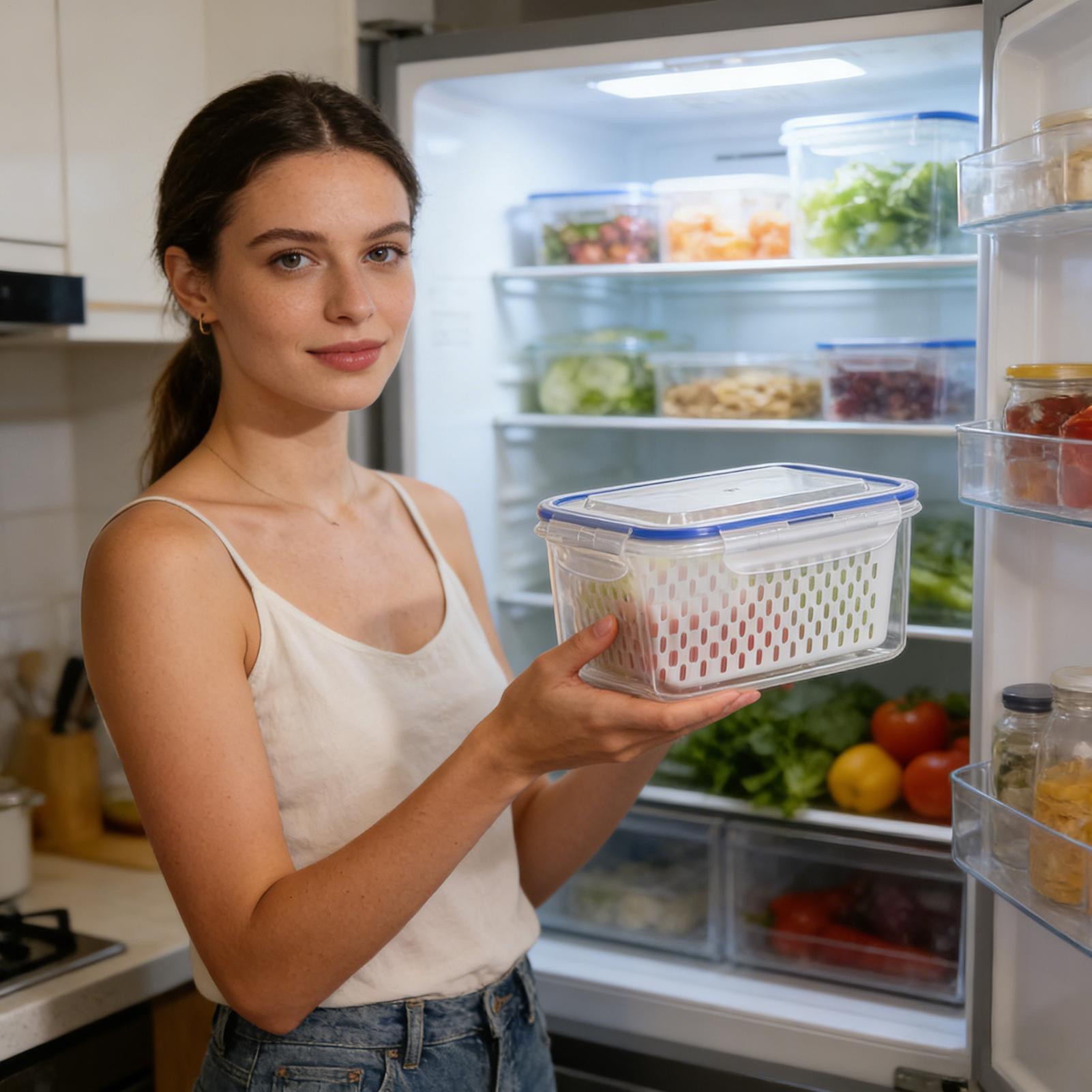 Food Storage With Colander - حاوية تخزين طعام 4 في 1،