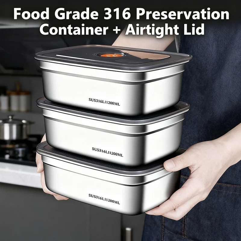 Xxl Food Storage Container - صندوق طعام كبير السعة من الفولاذ