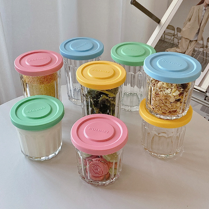Food Storage Jar Glass - لون غطاء الزجاج مختومة خزان صندوق