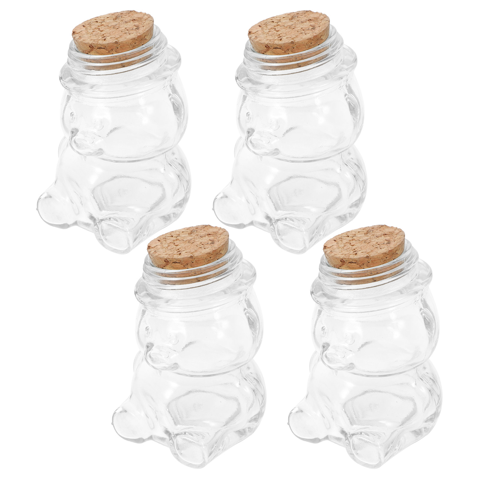 Food Storage Jar Glass - طقم من 4 أوعية زجاجية شفافة