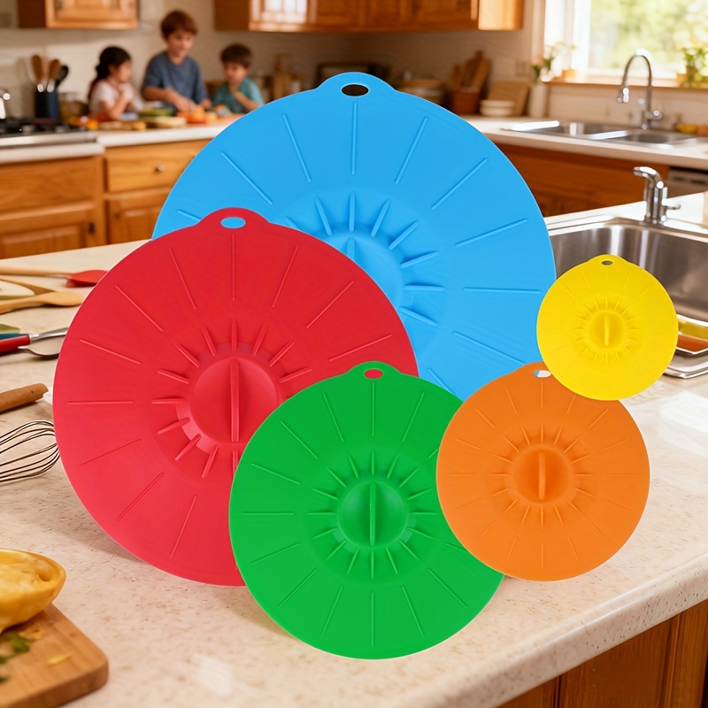 Food Storage With Colander - أغطية سيليكون من 5 قطع، أغطية