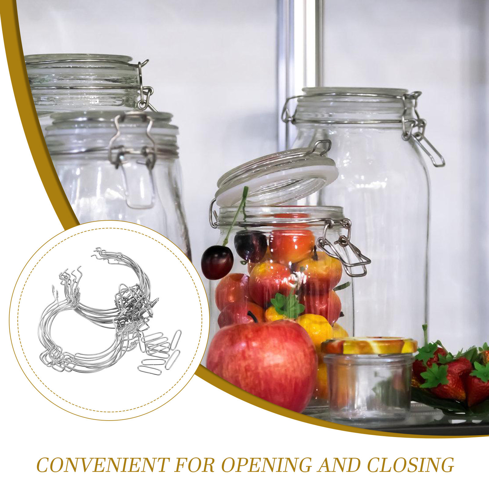 10 قطع من مشابك الأسلاك المصنو - مراجعة Food Storage Jar Glass وسعره