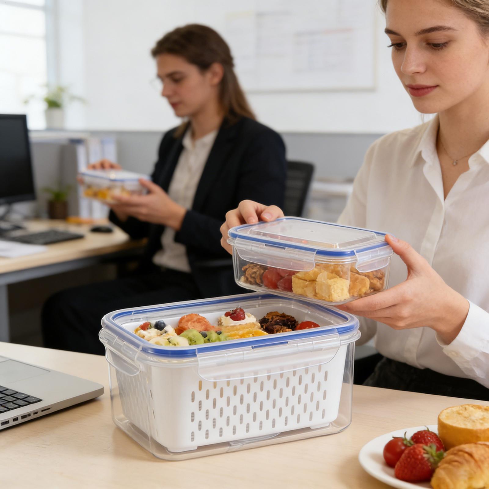 حاوية تخزين طعام 4 في 1، منظما - مراجعة Food Storage With Colander وسعره