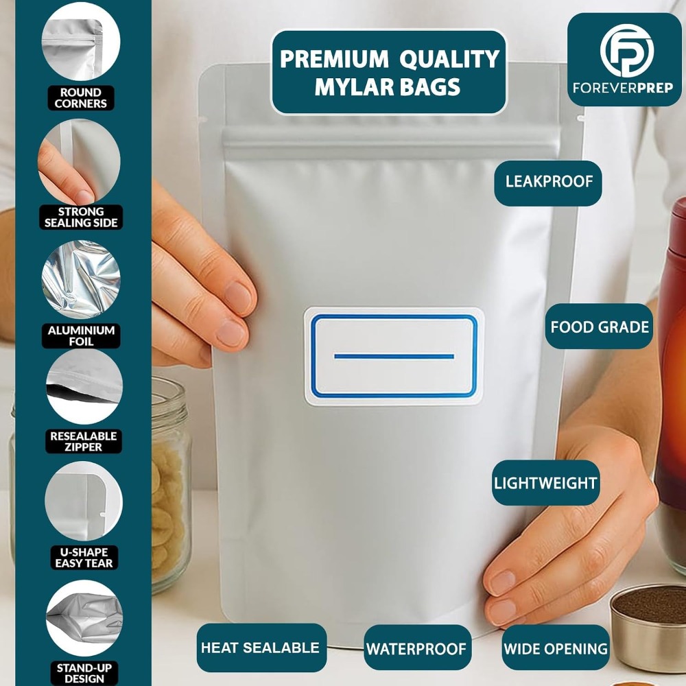 155 كيس مايلر مع 155 ممتص للأك - مراجعة Food Storage Labels وسعره