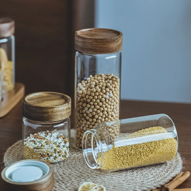 وعاء زجاجي بغطاء خشبي ، علبة م - مراجعة Food Storage Jar Glass وسعره