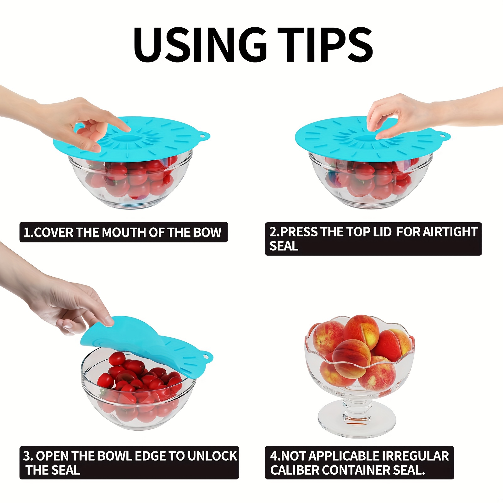 أغطية سيليكون من 5 قطع، أغطية  - مراجعة Food Storage With Colander وسعره